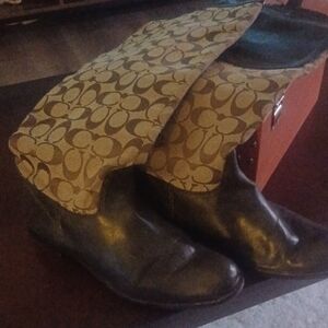 Coach Black and Tan Heeled Boots